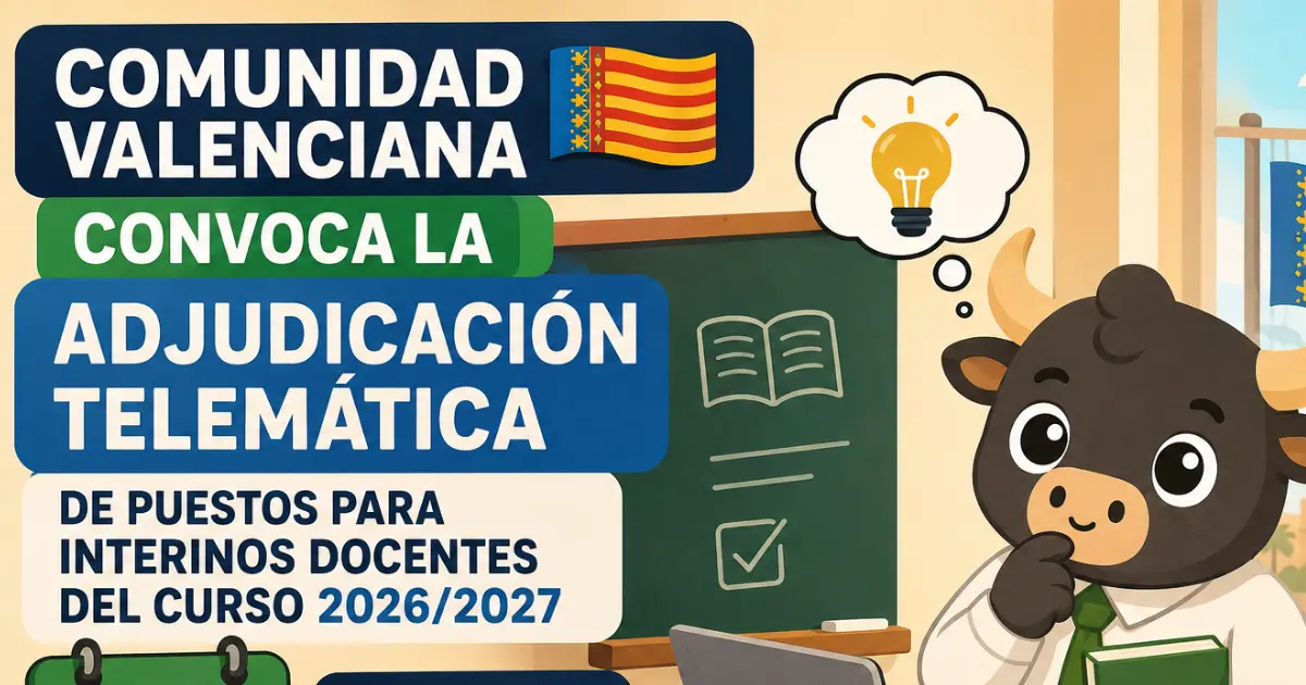 Interinos docentes 2026/2027: adjudicación el 3 de septiembre