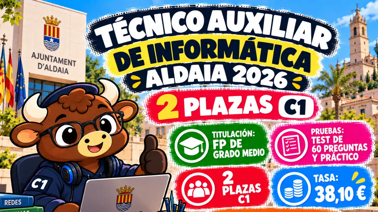Técnico Auxiliar de Informática Aldaia 2026: 2 plazas C1