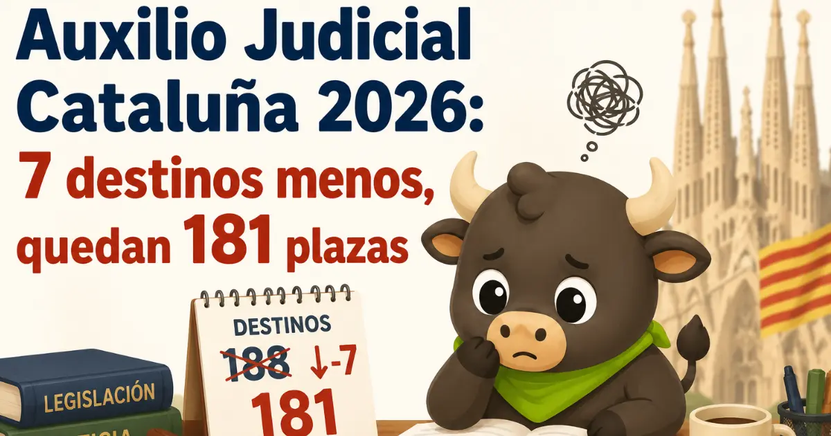 Auxilio Judicial Cataluña 2026: 7 destinos menos, quedan 181 plazas