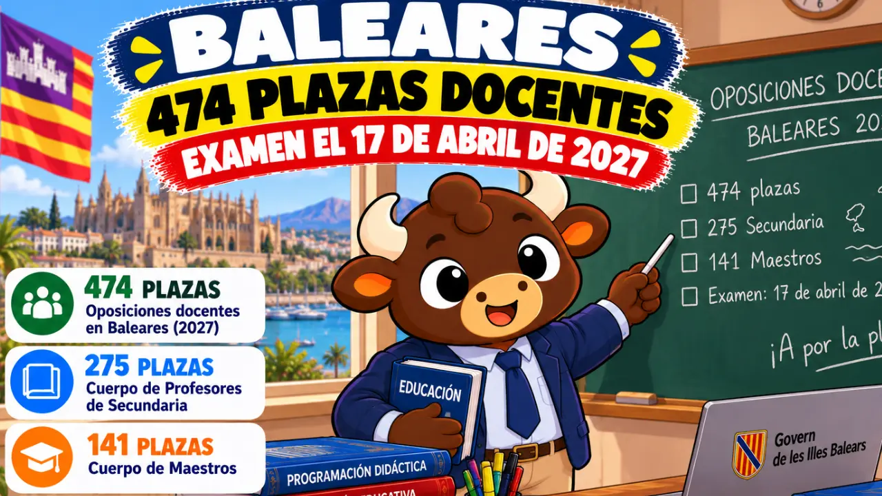 Baleares: 474 plazas docentes y examen el 17 de abril de 2027