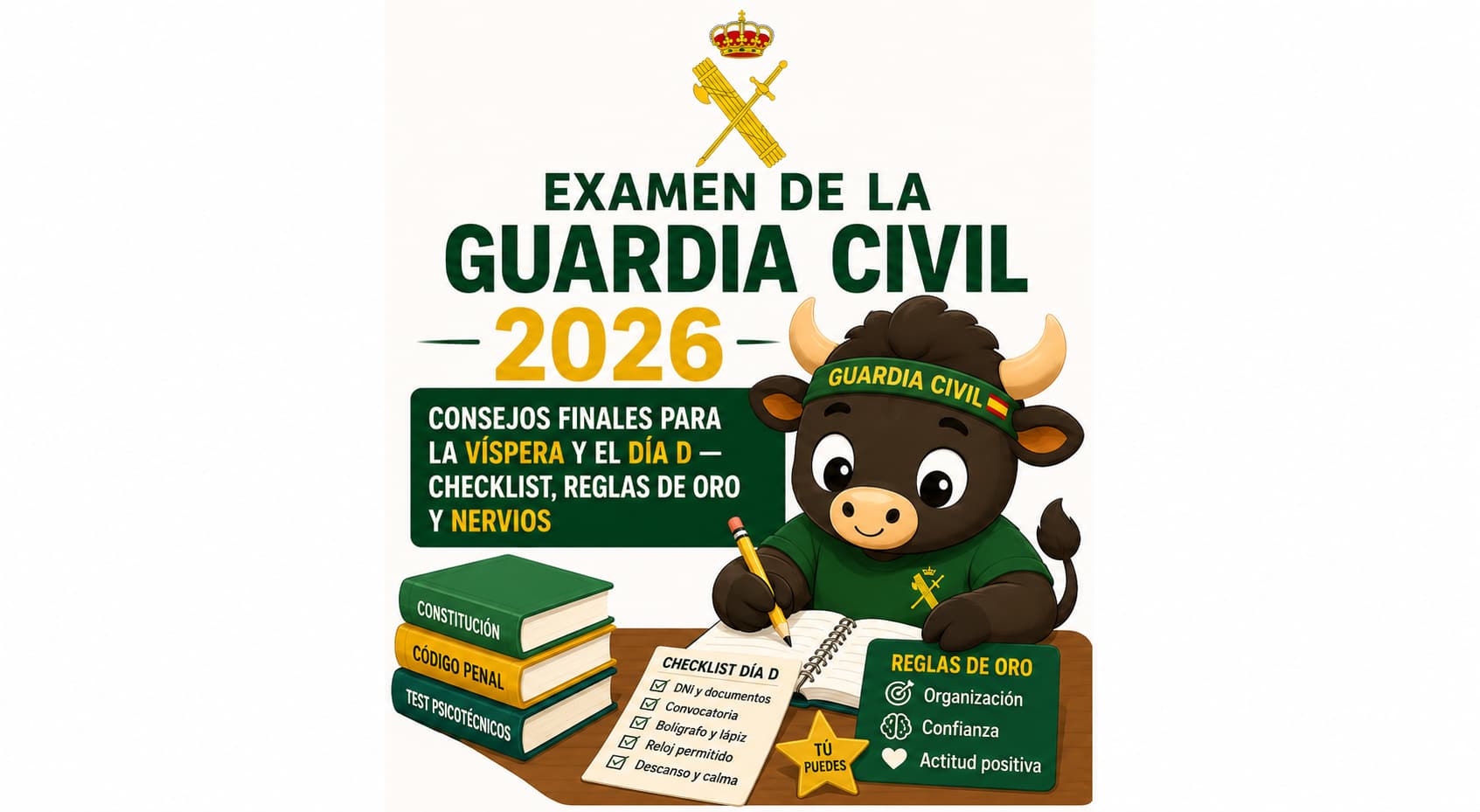 Consejos finales para la víspera y el día del examen de la Guardia Civil 2026