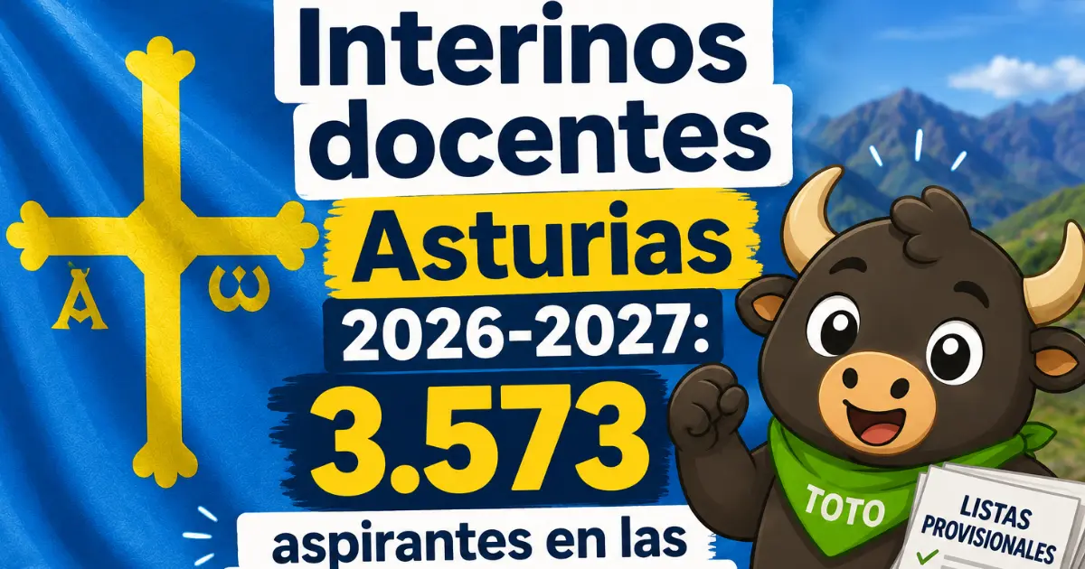 Tarjeta de Oposiciones Gratis: Asturias publica las listas provisionales de interinos docentes con 3.573 aspirantes, alegaciones hasta el 10 de agosto