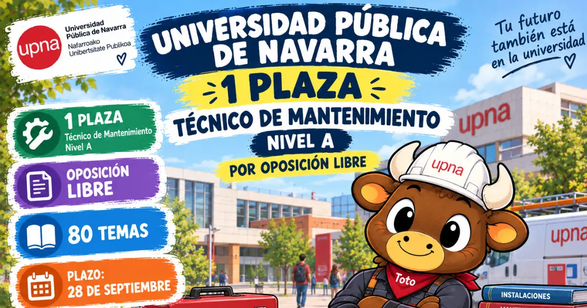 Técnico de Mantenimiento UPNA 2026: 1 plaza por oposición libre