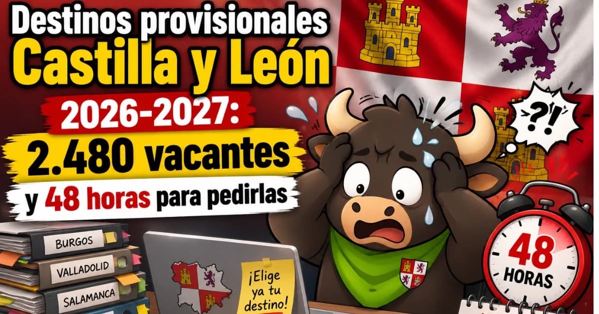 Tarjeta de Oposiciones Gratis: Castilla y León publica 2.480 vacantes de destinos provisionales, con plazo hasta el 6 de agosto a las 9:00